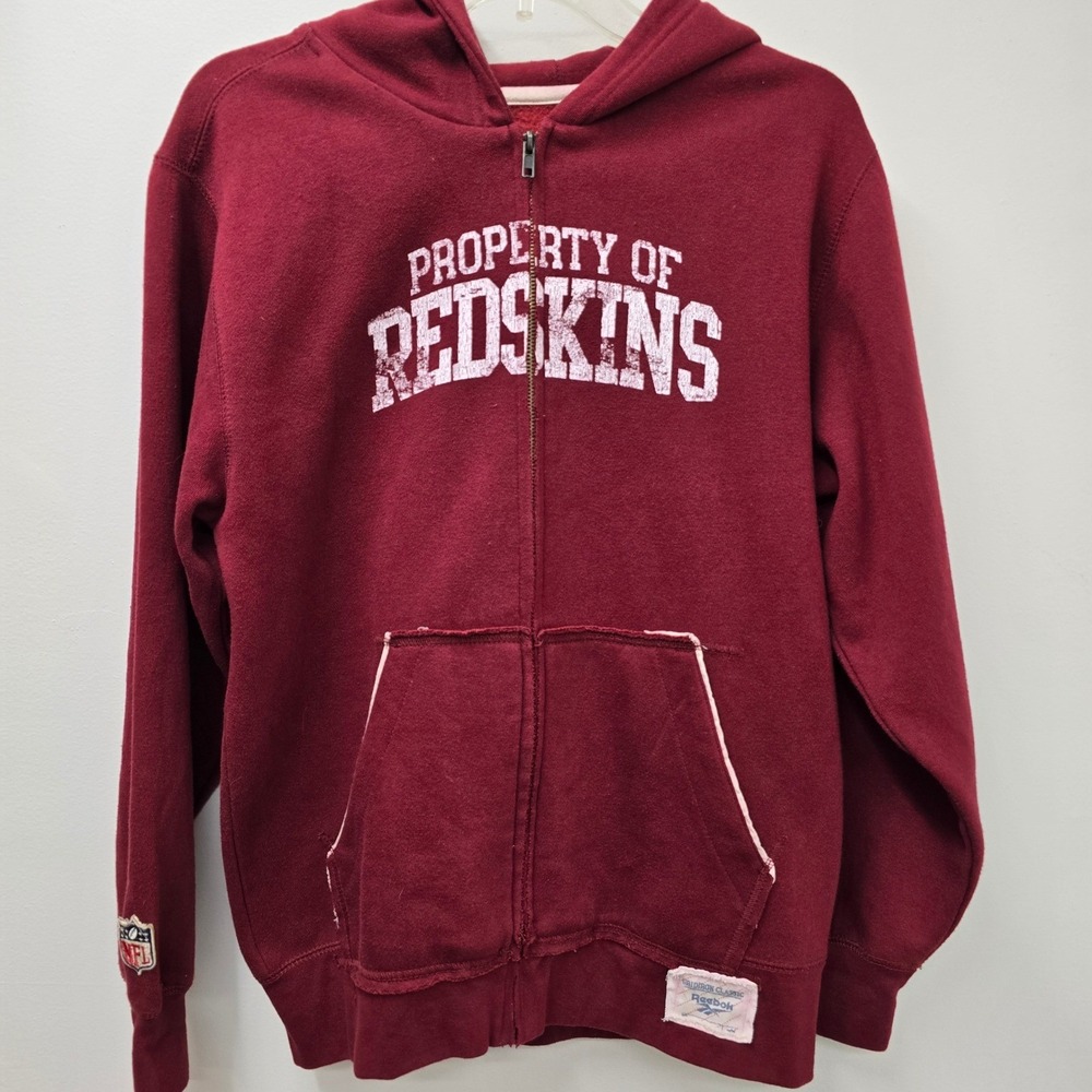 Reebok NFL Vintage Washington Redskins Full Zip Hoodie Burgundy Youth L 14/16